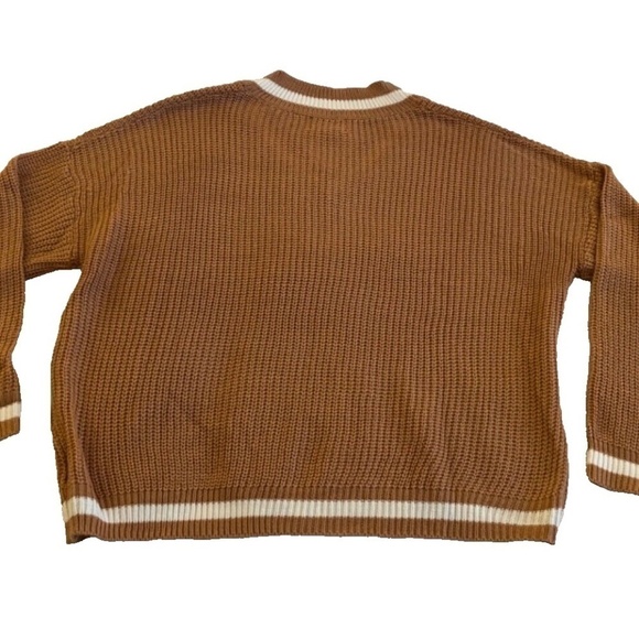 DRESS UP Womens V Neck Sweater Brown/Cream Size S - Picture 4 of 6